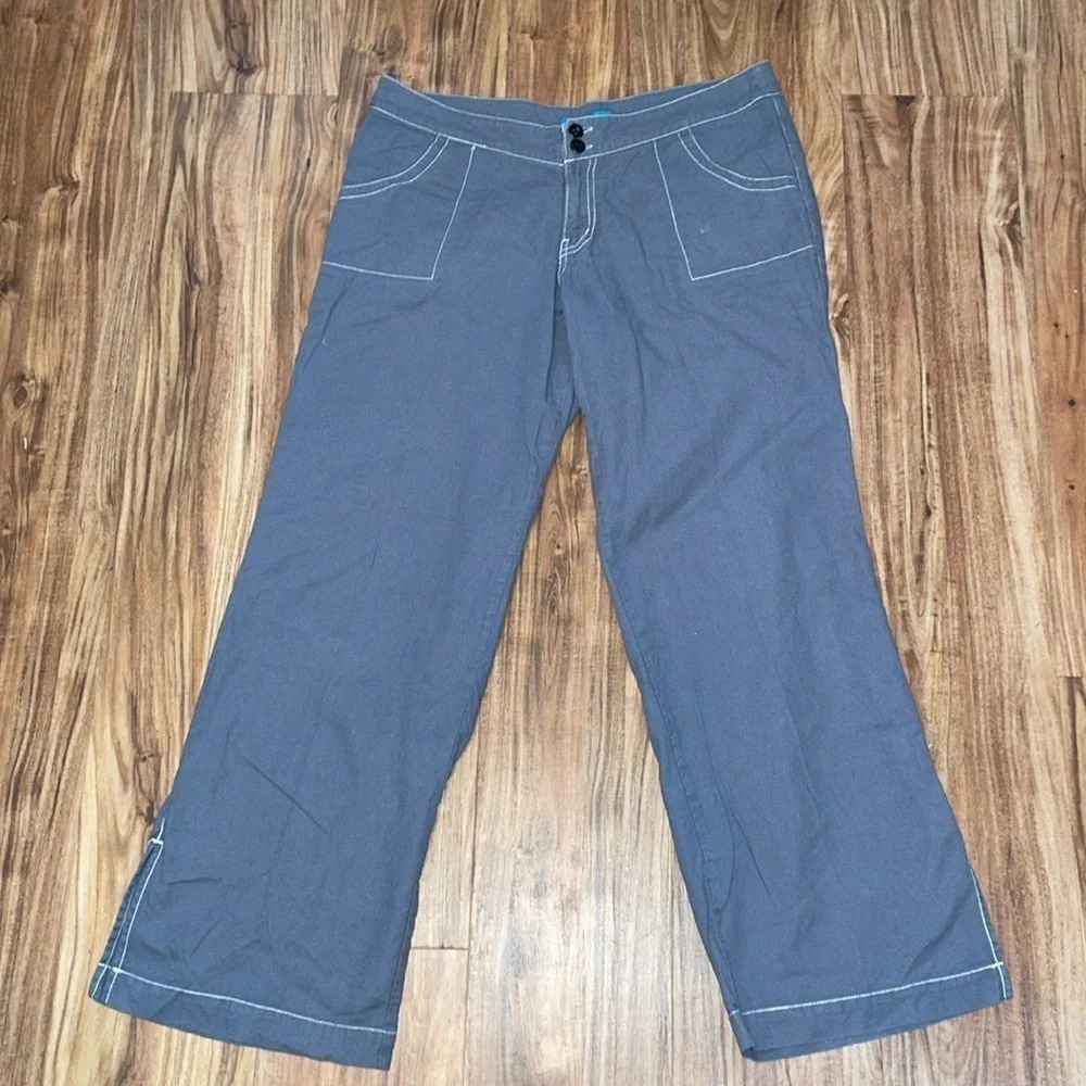 Fresh Produce Womens large 12 14 pants ankle crop mid rise  grey cotton casual